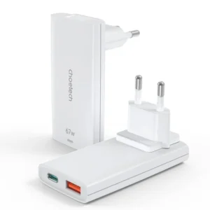 Choetech PD 65W GaN Ultra-Thin A+C Wall Charger - White (Model PD6011-W)