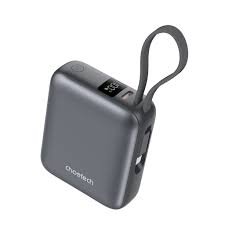 شاحن متنقل شاحن تشوتيك (CHOETECH) ميني متنقل بسعة 10000 مللي أمبير – قوة 35 واط مع كابل USB-C مدمج – رمادي